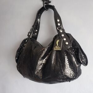 NWT FORTUNA VALENTINO BLACK LEATHER, HOBO PURSE
